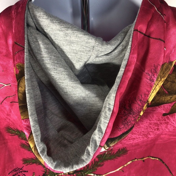 RealTree Xtra Colors Camo Hot Pink Hoodie Womens Large Hooded Sweatshirt Top - Picture 8 of 10